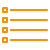 dl_onelist, orange cartoon of three bullet points with lines
