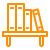 dl_study, orange cartoon of books on a shelf