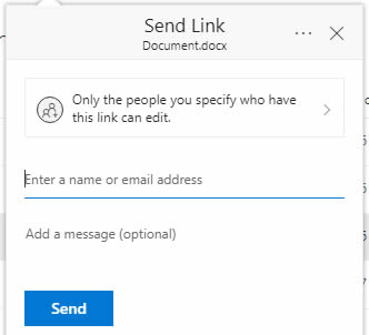 onedrive-18-08, onedrive screenshot - send link/document