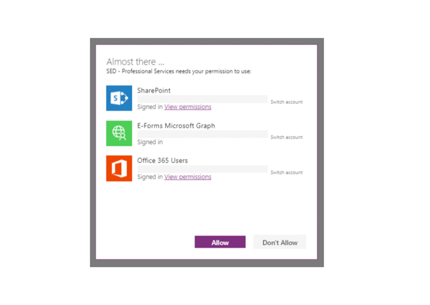 Allow Connections Screenshot, Screenshot of the dashboard app asking user to allow connections.
