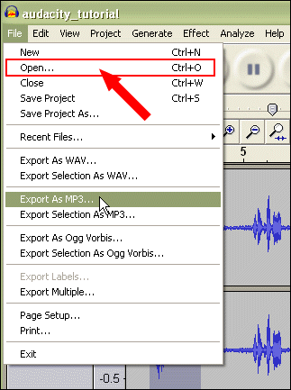 audacity_import_01, screenshot of audacity